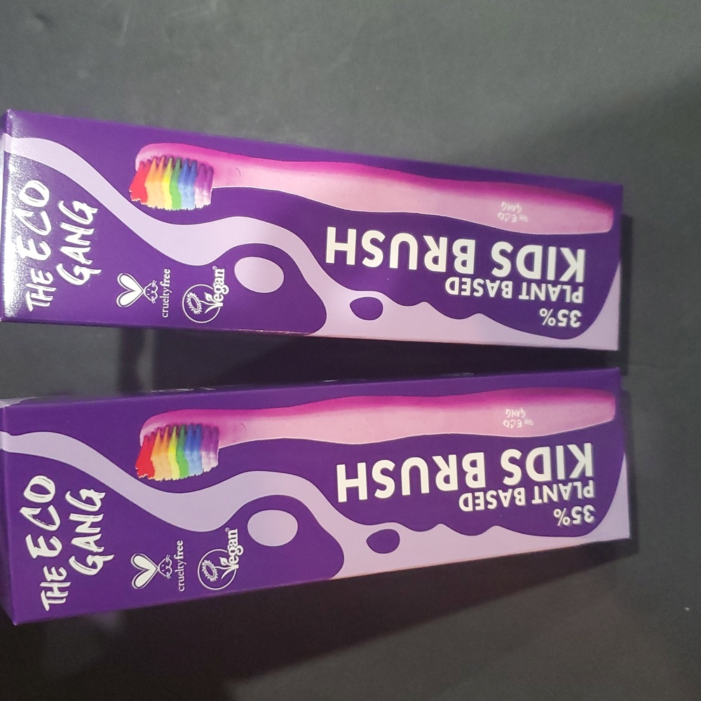 2pack The Eco Gang plant based kids pink ultra‎ soft toothbrush brand new